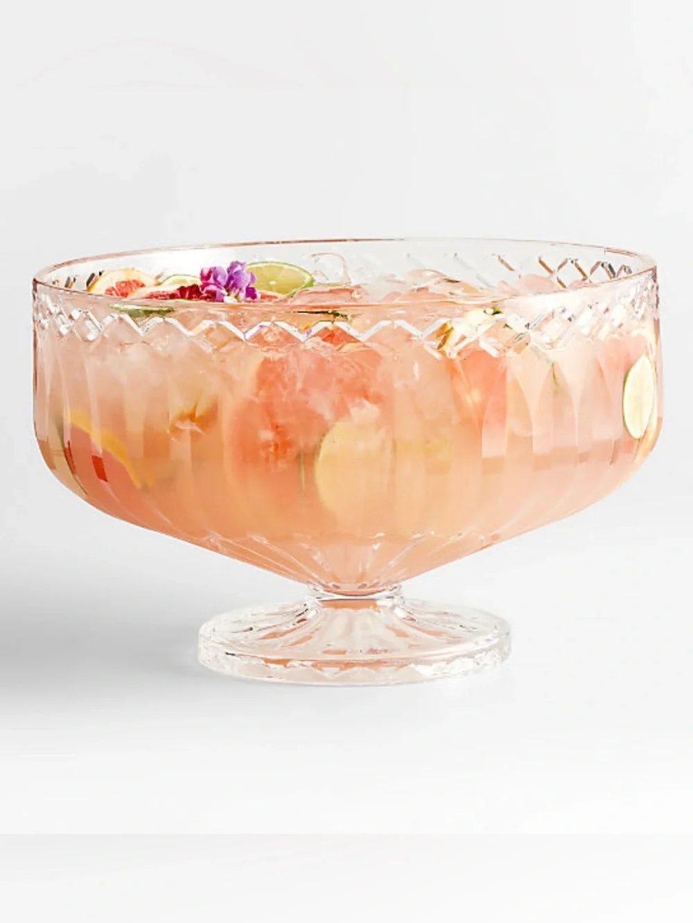 New! Crate&Barrel X-LARGE Clear Glass Footed Punch Bowl